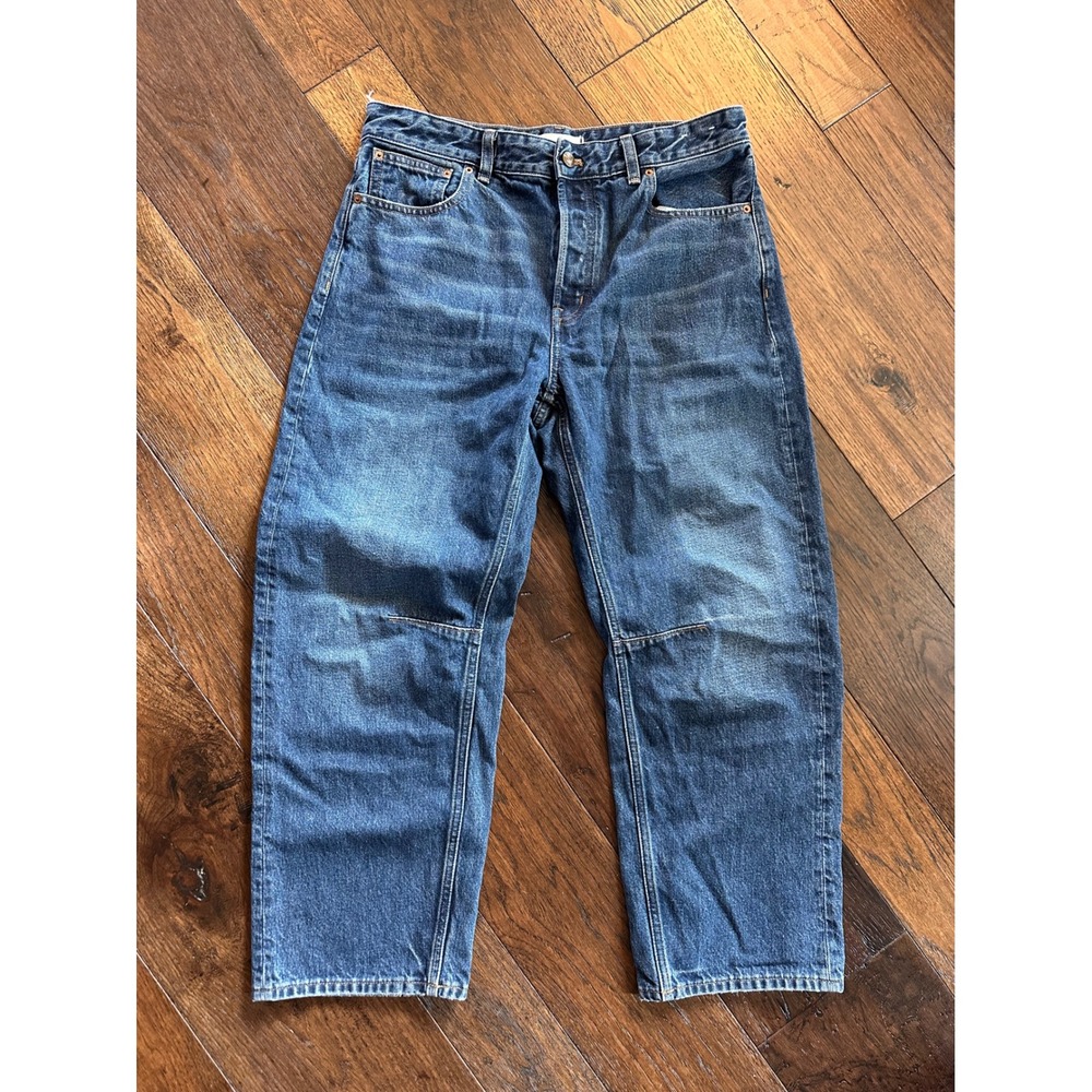 Madewell The Darted Barrel-Leg Jean Blue Denim Button Fly Size 29 CKP504529551